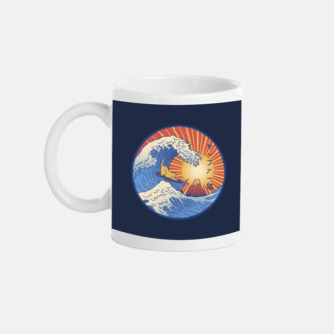 Kanagawa Wave Surfing Cat-None-Mug-Drinkware-tobefonseca