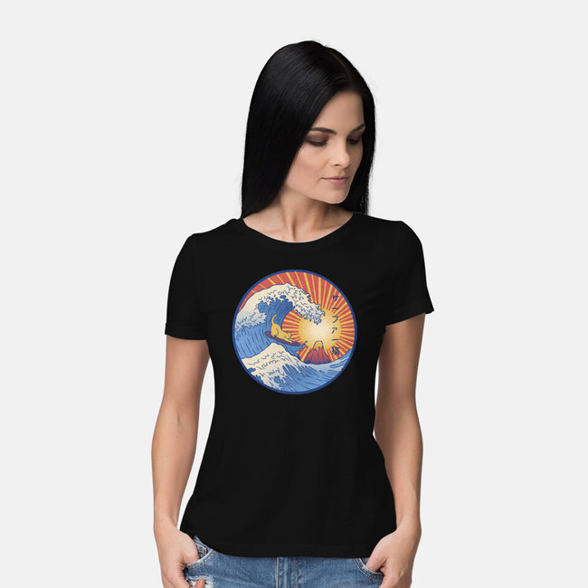 Kanagawa Wave Surfing Cat-Womens-Basic-Tee-tobefonseca