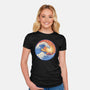 Kanagawa Wave Surfing Cat-Womens-Fitted-Tee-tobefonseca