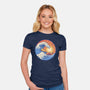 Kanagawa Wave Surfing Cat-Womens-Fitted-Tee-tobefonseca
