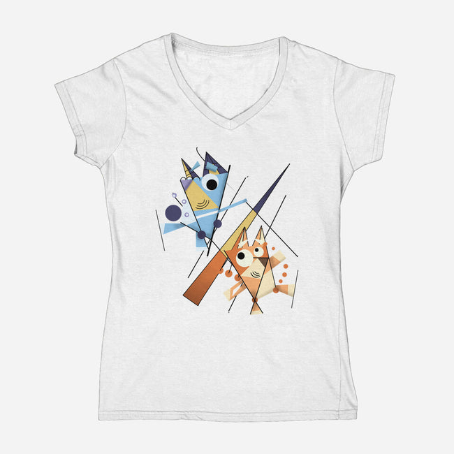 Abstract Sisters-Womens-V-Neck-Tee-nickzzarto