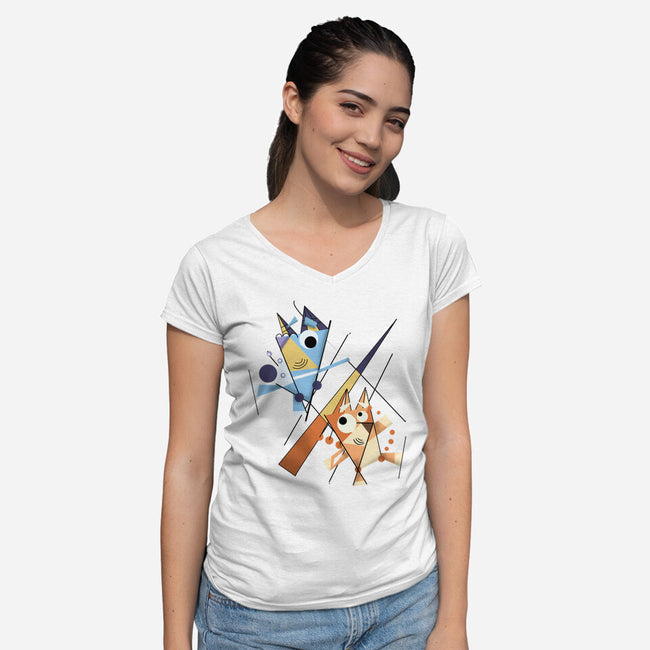 Abstract Sisters-Womens-V-Neck-Tee-nickzzarto