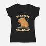 No Stress Stay Capy-Womens-V-Neck-Tee-NMdesign