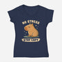 No Stress Stay Capy-Womens-V-Neck-Tee-NMdesign