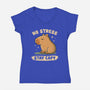 No Stress Stay Capy-Womens-V-Neck-Tee-NMdesign
