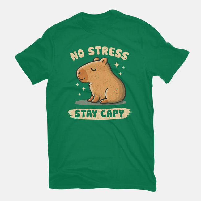 No Stress Stay Capy-Mens-Heavyweight-Tee-NMdesign