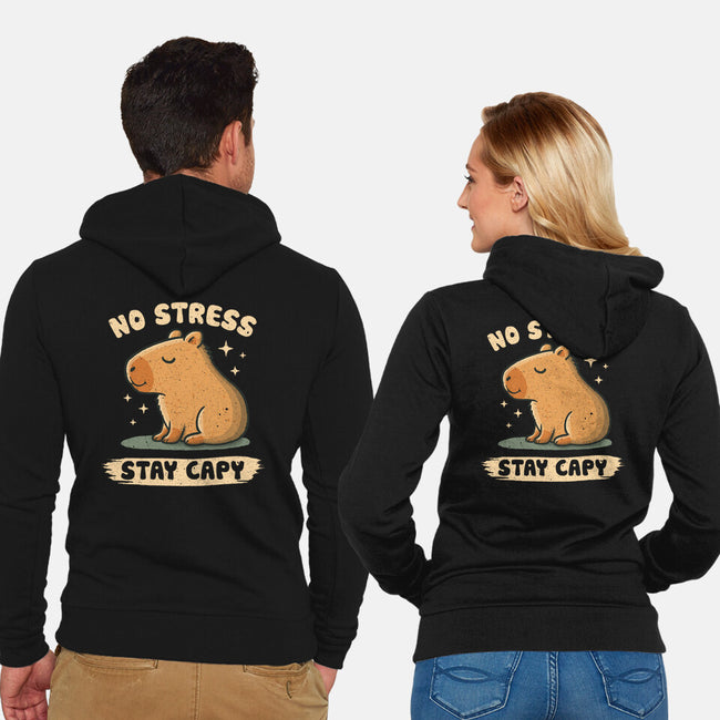 No Stress Stay Capy-Unisex-Zip-Up-Sweatshirt-NMdesign