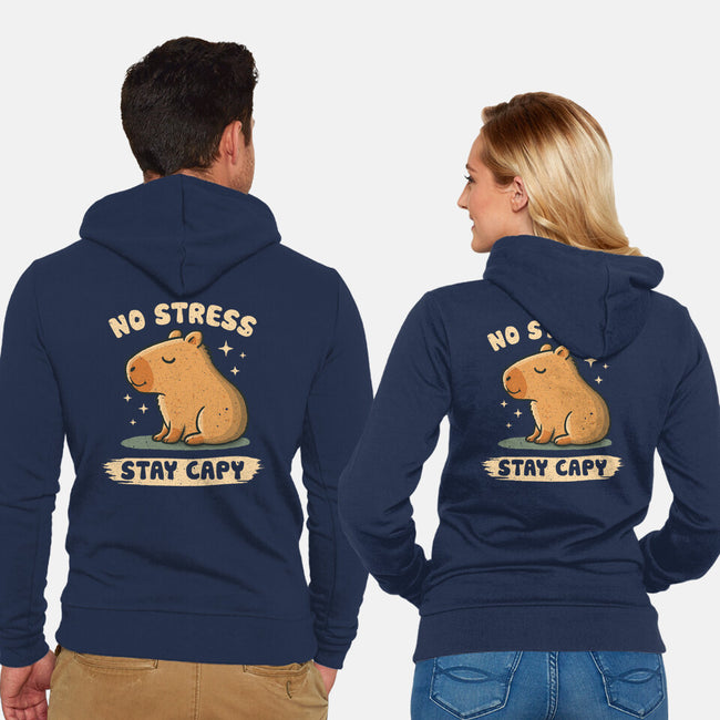 No Stress Stay Capy-Unisex-Zip-Up-Sweatshirt-NMdesign