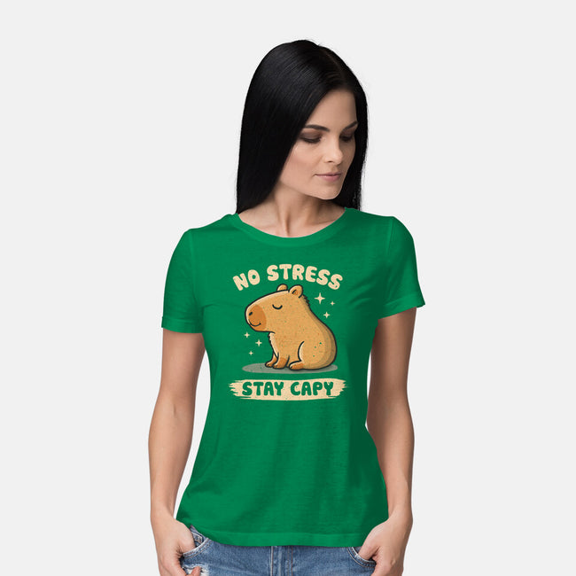 No Stress Stay Capy-Womens-Basic-Tee-NMdesign