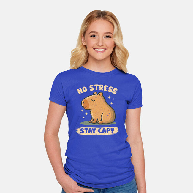 No Stress Stay Capy-Womens-Fitted-Tee-NMdesign