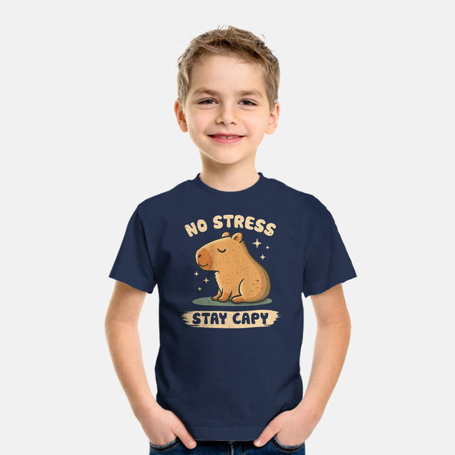 No Stress Stay Capy-Youth-Basic-Tee-NMdesign
