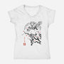 Chronicle Of Magic Sumi-E-Womens-V-Neck-Tee-Astrobot Invention