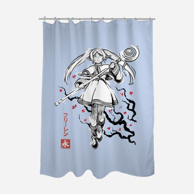 Chronicle Of Magic Sumi-E-None-Polyester-Shower Curtain-Astrobot Invention