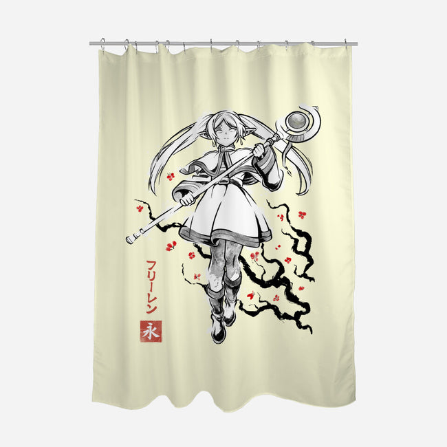 Chronicle Of Magic Sumi-E-None-Polyester-Shower Curtain-Astrobot Invention