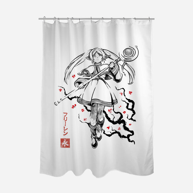 Chronicle Of Magic Sumi-E-None-Polyester-Shower Curtain-Astrobot Invention