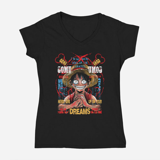 Gonna Be King Of The Pirates-Womens-V-Neck-Tee-zascanauta