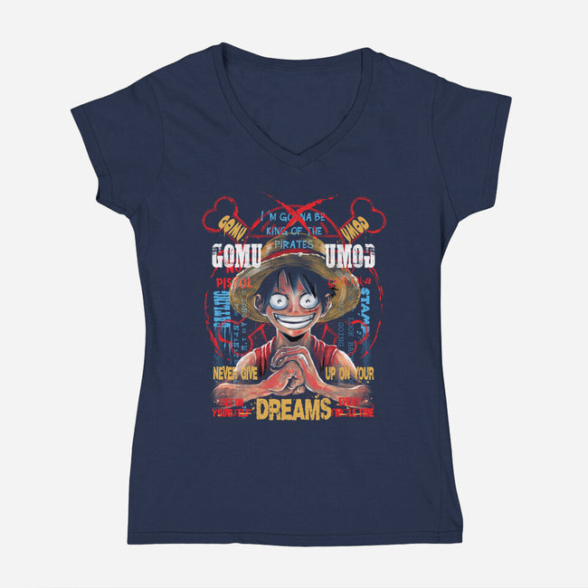 Gonna Be King Of The Pirates-Womens-V-Neck-Tee-zascanauta