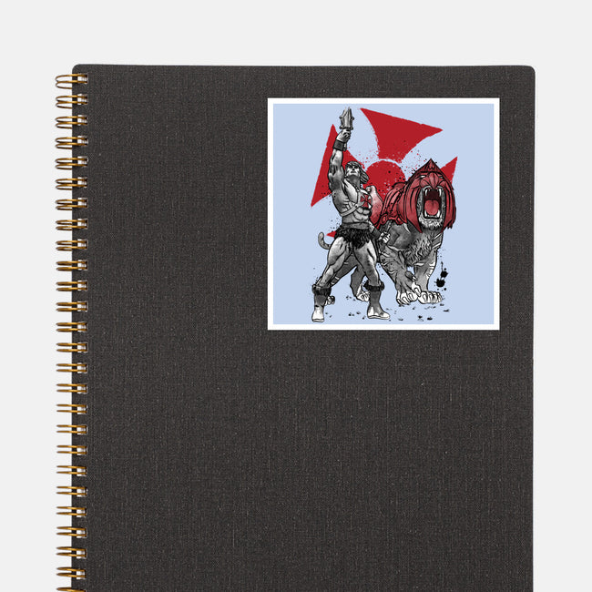 Prince Adam And Battle Cat Sumi-e-None-Glossy-Sticker-DrMonekers