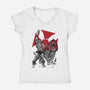 Prince Adam And Battle Cat Sumi-e-Womens-V-Neck-Tee-DrMonekers