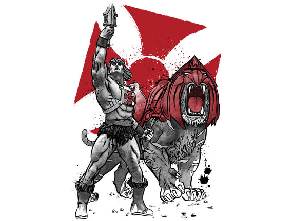 Prince Adam And Battle Cat Sumi-e