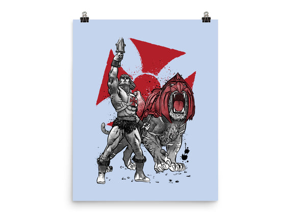 Prince Adam And Battle Cat Sumi-e