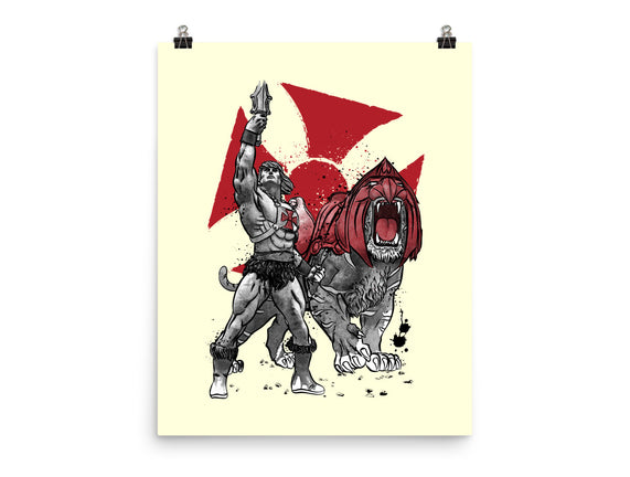 Prince Adam And Battle Cat Sumi-e