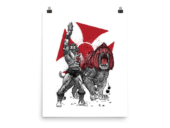 Prince Adam And Battle Cat Sumi-e