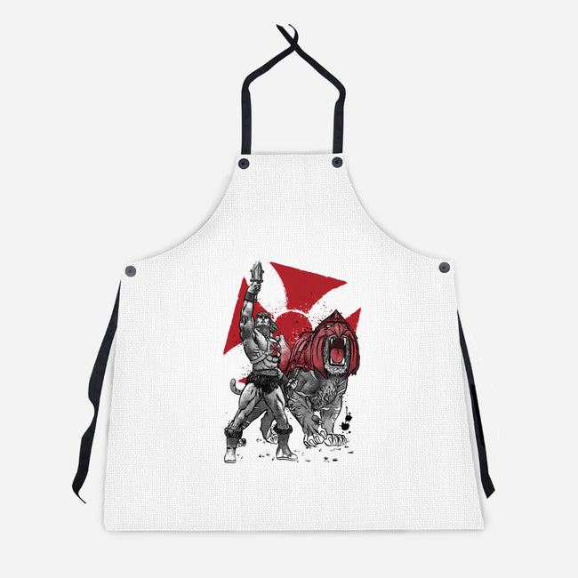 Prince Adam And Battle Cat Sumi-e-Unisex-Kitchen-Apron-DrMonekers