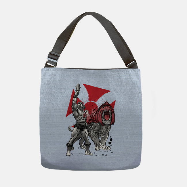 Prince Adam And Battle Cat Sumi-e-None-Adjustable Tote-Bag-DrMonekers