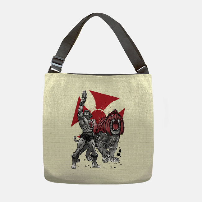 Prince Adam And Battle Cat Sumi-e-None-Adjustable Tote-Bag-DrMonekers