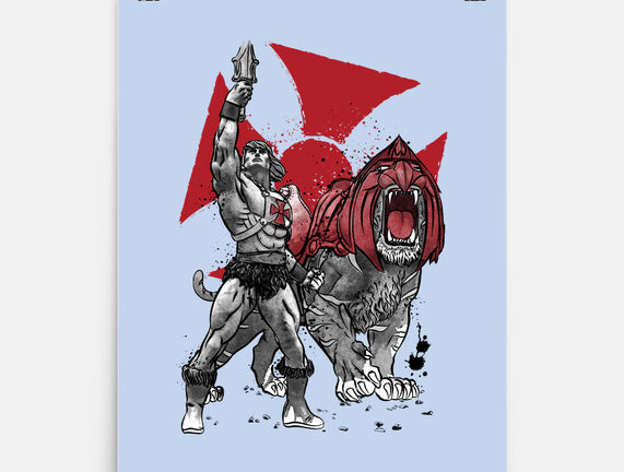 Prince Adam And Battle Cat Sumi-e