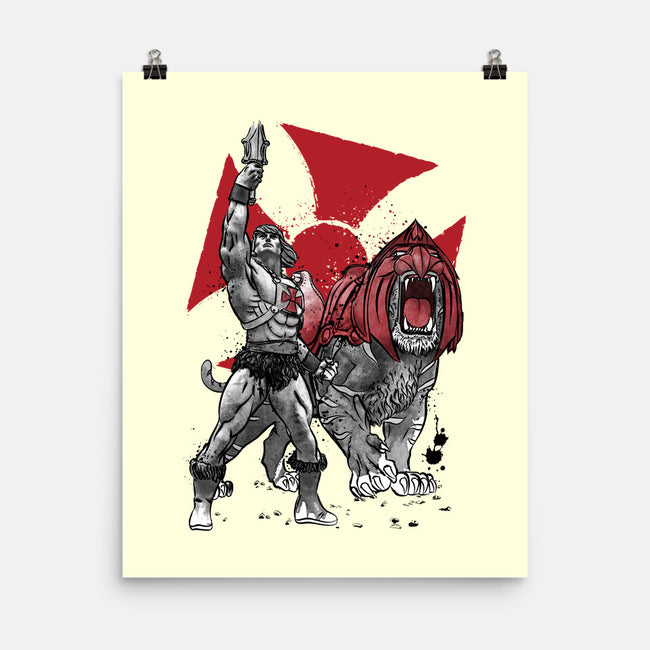 Prince Adam And Battle Cat Sumi-e-None-Matte-Poster-DrMonekers