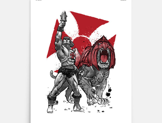 Prince Adam And Battle Cat Sumi-e