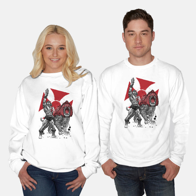 Prince Adam And Battle Cat Sumi-e-Unisex-Crew Neck-Sweatshirt-DrMonekers