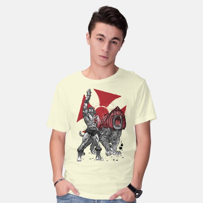 Prince Adam And Battle Cat Sumi-e-Mens-Basic-Tee-DrMonekers