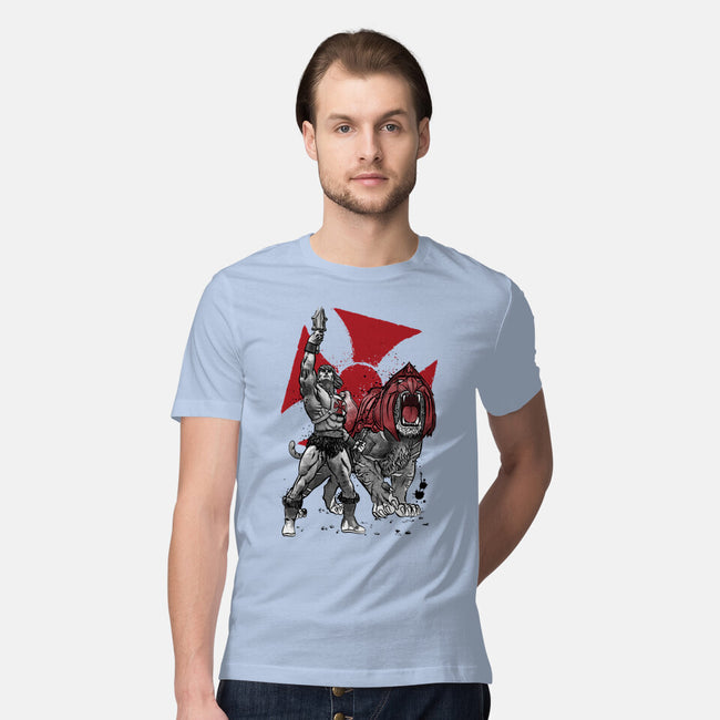 Prince Adam And Battle Cat Sumi-e-Mens-Premium-Tee-DrMonekers