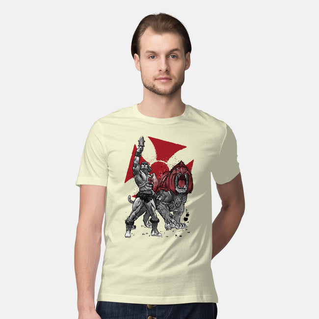 Prince Adam And Battle Cat Sumi-e-Mens-Premium-Tee-DrMonekers