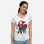 Prince Adam And Battle Cat Sumi-e-Womens-V-Neck-Tee-DrMonekers