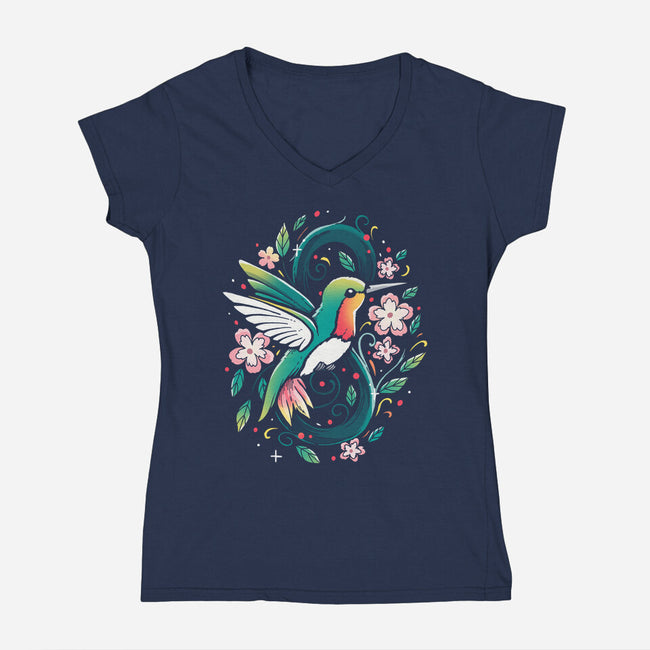 Humming Birdy-Womens-V-Neck-Tee-Vallina84