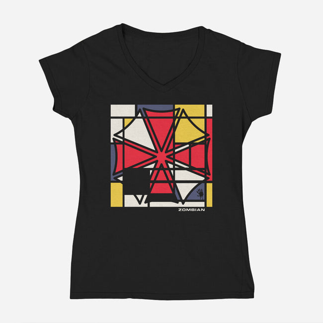 Zombian-Womens-V-Neck-Tee-rocketman_art
