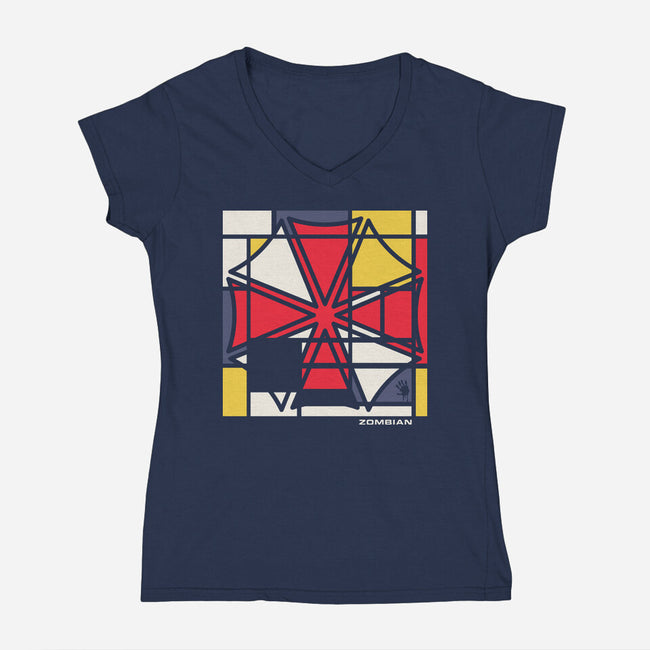 Zombian-Womens-V-Neck-Tee-rocketman_art
