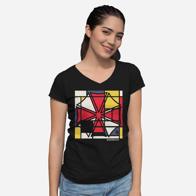 Zombian-Womens-V-Neck-Tee-rocketman_art