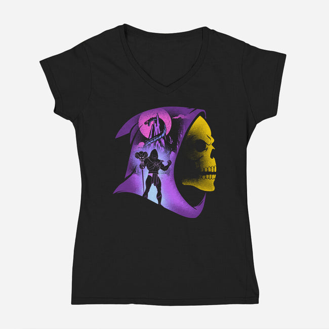 Old Skull Lord-Womens-V-Neck-Tee-sachpica