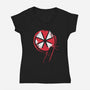 RE9 Umbrella-Womens-V-Neck-Tee-rocketman_art