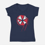 RE9 Umbrella-Womens-V-Neck-Tee-rocketman_art