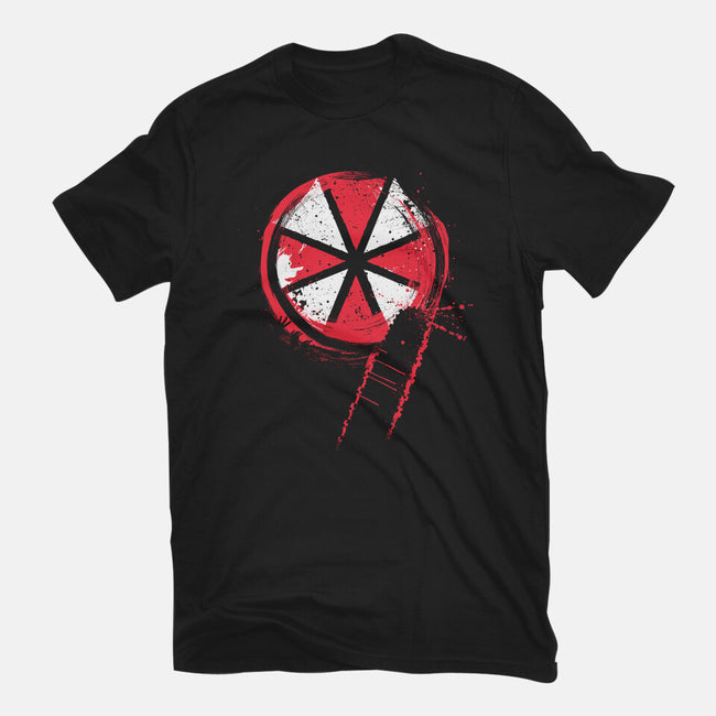RE9 Umbrella-Womens-Fitted-Tee-rocketman_art