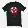 RE9 Umbrella-Womens-Fitted-Tee-rocketman_art