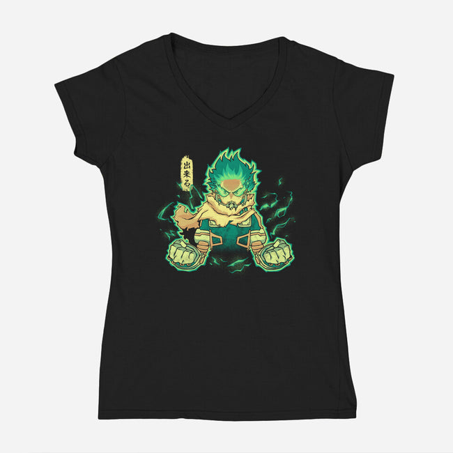 The Greatest Hero-Womens-V-Neck-Tee-grevalra