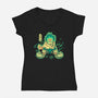 The Greatest Hero-Womens-V-Neck-Tee-grevalra
