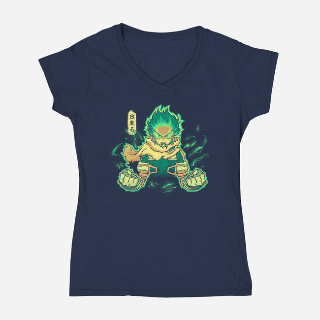 The Greatest Hero-Womens-V-Neck-Tee-grevalra